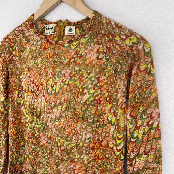 GOLDWORM Sweater Womens 8 Virgin Merino Wool Mod Retro Orange Italy VTG - Picture 6 of 16